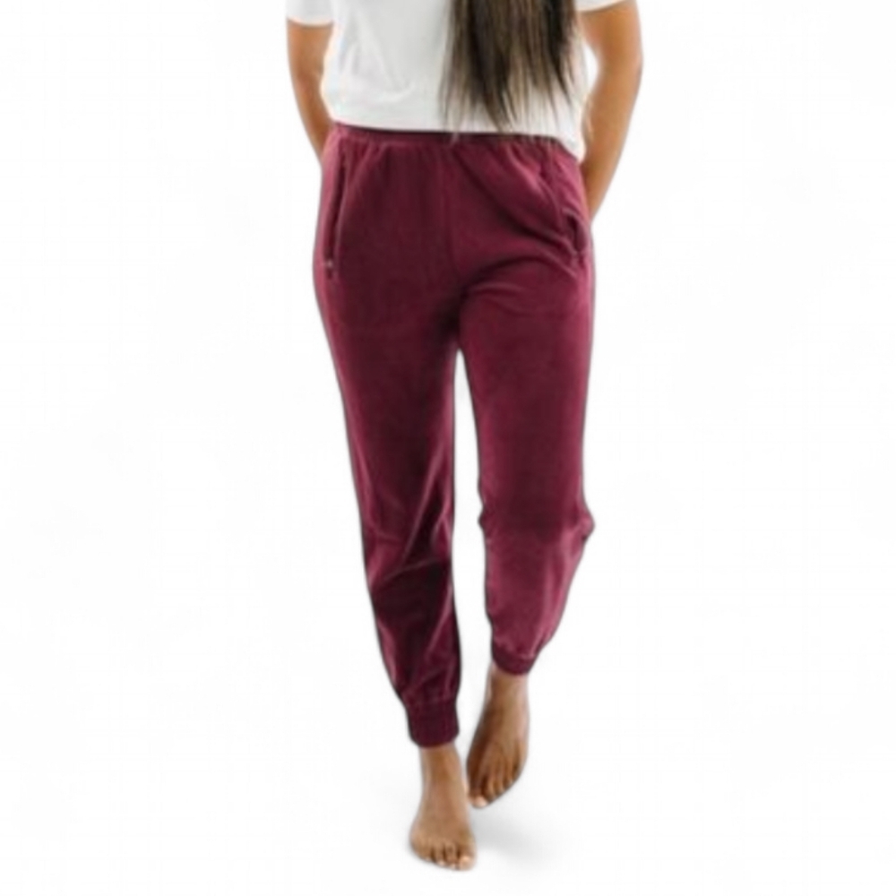 ZYIA Fleece NWT Winter Jogger Burgundy Pants Sz XXL Activewear Athleisure Cozy